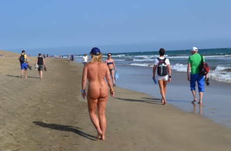 Amateur BBW Nude Chrissy wanders along a beach with no clothes on 87689762
