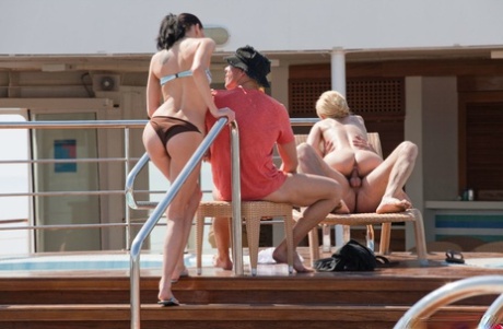 Pornstars Nataly Von and Aliz get double fucked on top deck of cruise ship 31788072