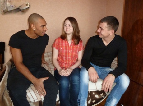 Young looking girlfriend has interracial sex while her boyfriend looks on 44080233