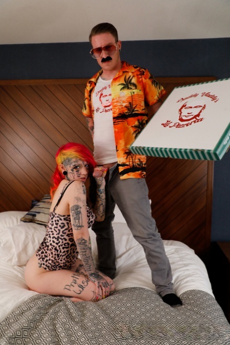 Tattooed redhead Mami ends up on top during sex on a bed 77706703