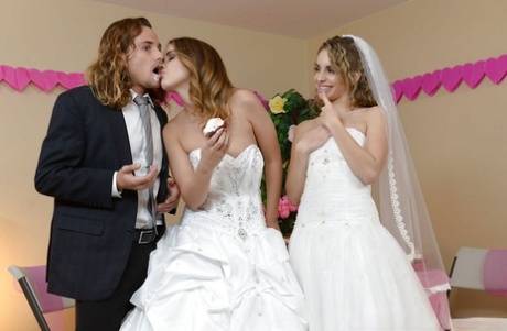 Teen pornstars Dillion Harper and Kimmy Granger have 3some on wedding night 56278384